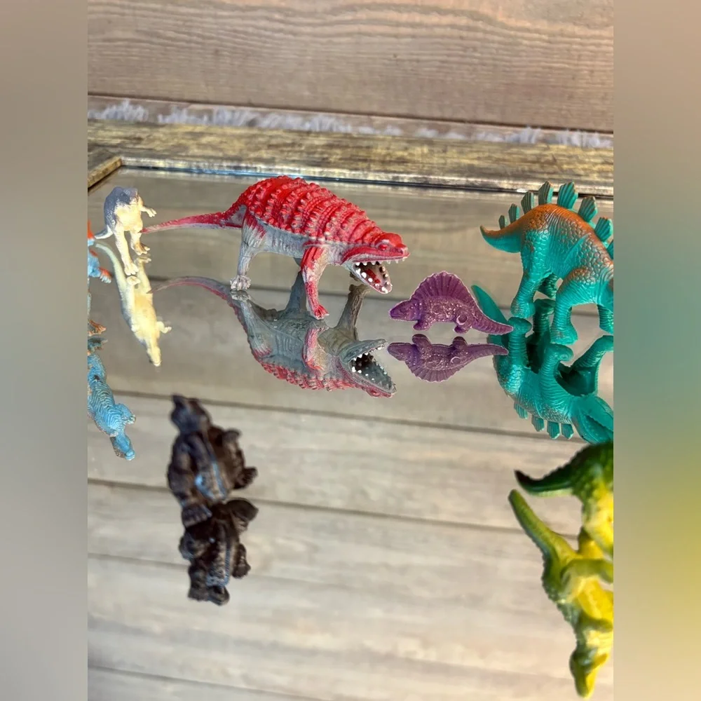 Dinosaur Figurine Set of 11 Rubber & Plastic Colorful Cake Toppers Toy Lot